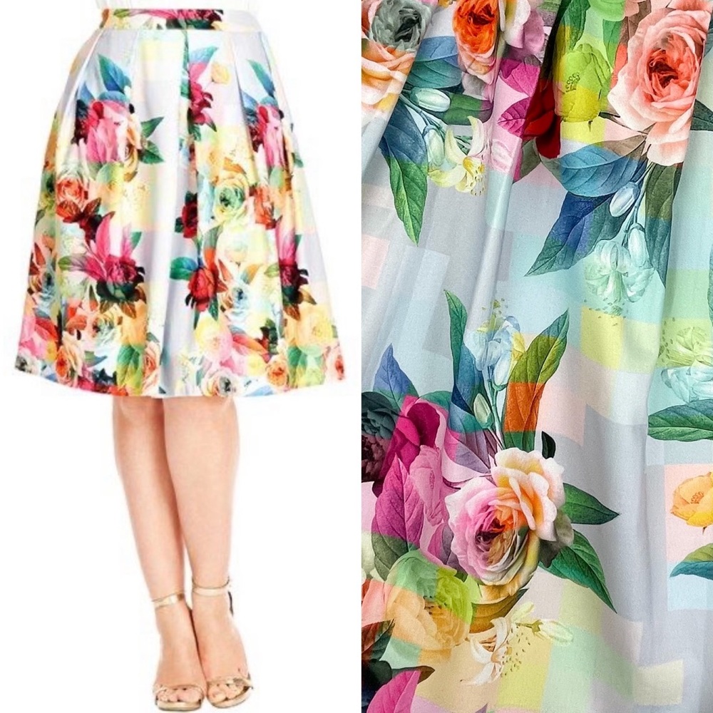 City Chic Floral A-Line Skirt - Multicolor